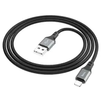 Кабель HOCO X86 USB - lightning 2,4A 1m silicone чорний), мініатюра зображення № 1