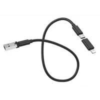 Кабель PD Power Delivery HOCO U86 USB - Micto + Type-C + Lightning 3A 0,28m Black), мініатюра зображення № 1