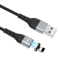 Кабель магнітний HOCO U96 USB - Lightning (iPhone) 2,4A 1,2m charging data Black), мініатюра зображення № 1