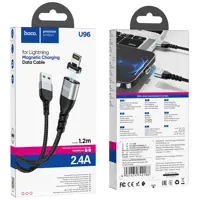 Кабель магнітний HOCO U96 USB - Lightning (iPhone) 2,4A 1,2m charging data Black), мініатюра зображення № 1