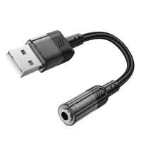 Кабель перехідник HOCO LS37 jack 3.5 - USB 15см чорний), мініатюра зображення № 1