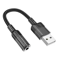 Кабель перехідник HOCO LS37 jack 3.5 - USB 15см чорний), мініатюра зображення № 1