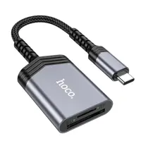 Картрідер HOCO UA25 2-in-1 card reader Type-C Metal gray), мініатюра зображення № 1