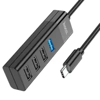 Хаб Type-C(PD) Hoco HB25 USB3.0, USB2.0*3 Чорний), мініатюра зображення № 1