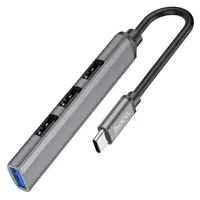 Хаб Type-C Hoco HB26 1USB3.0 + 3USB2.0 Metal Grey), мініатюра зображення № 1