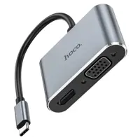 Хаб Type-C Hoco HB30 багатофункціональний перетворювач (HDTV, VGA, USB3.0, PD) Металевий сірий), мініатюра зображення № 3