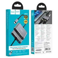Хаб Type-C Hoco HB30 багатофункціональний перетворювач (HDTV, VGA, USB3.0, PD) Металевий сірий), мініатюра зображення № 6