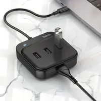 Хаб Type-C Hoco HB31 конвертер (Type-C to USB3.0+USB2.0*3) 0,2m чорний), мініатюра зображення № 4