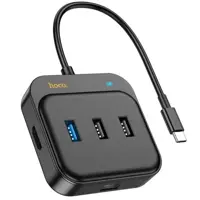 Хаб Type-C Hoco HB37 багатопортовий адаптер (HDTV, RJ45, USB3.0, USB2.0*2, PD100W)  Чорний), мініатюра зображення № 2
