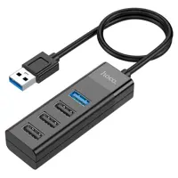 Хаб USB Hoco HB25 4-в-1converte(USB to USB3.0+USB2.0*3) Чорний), мініатюра зображення № 1