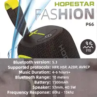 Портативна колонка HOPESTAR P66 LED Black), мініатюра зображення № 5
