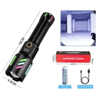 Ліхтарик ручний 1143-PM10-TG zoom, LCD дісплей, Type-C, PowerBank, акумулятор 18650, 5 режимів), мініатюра зображення № 8