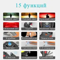 Ліхтарик MULTIFUNCTIONAL BL-W5147/LL-202 (біле, жовте, червоне) викрутки, стробоскоп, запальничка, свисток, Type-C, 7 режимів), мініатюра зображення № 7