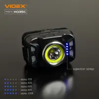 Ліхтарик налобний VIDEX VLF-H035C CREE XTE 5W+COB, 3 режими, 410Lm, Li-pol 1800mAh, type-c), мініатюра зображення № 8