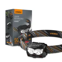 Ліхтарик налобний VIDEX VLF-H055D 2*CREE XTE 5W, 500Lm, 5режимів, VLF-B12 1200mAh, 3*ААА, type-c), мініатюра зображення № 2