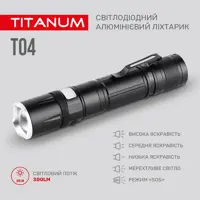 Ліхтарик ручний TITANUM TLF-T04 300Lm 6500K micro USB 18650), мініатюра зображення № 1