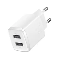 Мережеве Зарядне BASEUS 2USB 10.5W EU White CCXJ010202), мініатюра зображення № 1