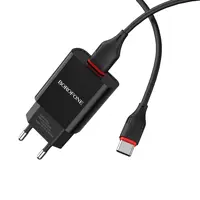 Мережеве Зарядне BOROFONE BA20A 1USB 2.1A з кабелем Type-C black