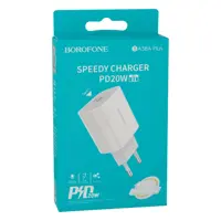 Мережеве Зарядне BOROFONE BA38A 1USB 3A QC3.0 PD20W white, з кабелем Lightning iPhone), мініатюра зображення № 1