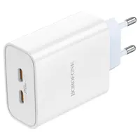 Мережеве Зарядне BOROFONE BA73A 2xUSB-C PD35W білий), мініатюра зображення № 1