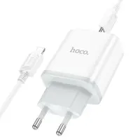 Мережеве Зарядне HOCO C104A Type-C 3A QC 3.0 PD20W кабель Type-C to lightning white), мініатюра зображення № 1