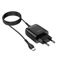 Мережеве зарядне HOCO C72Q Glorious 1USB QC3.0 18W кабель Type-C Black), мініатюра зображення № 1