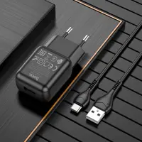 Мережеве зарядне HOCO C96A 1USB 2,1A  кабель Type-C чорний), мініатюра зображення № 1