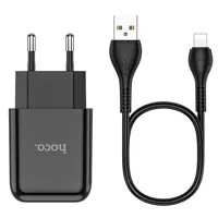 Мережеве зарядне HOCO N2 1USB 2,4A кабель lightning), мініатюра зображення № 1