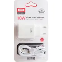 Мережеве зарядне XO L103 USB 3A QC3.0 18W кабель lightning white), мініатюра зображення № 1