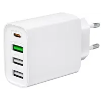 Мережеве зарядне XO L120 3USB USB-C 3A PD20W QC3.0 white), мініатюра зображення № 1