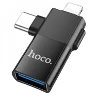 Перехідник OTG HOCO UA17 USB - Lightning + Type-C), мініатюра зображення № 1