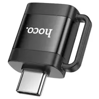 Перехідник OTG HOCO UA31C USB 2.0 AF - Type-C чорний), мініатюра зображення № 1