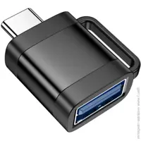 Перехідник OTG HOCO UA31C USB 2.0 AF - Type-C чорний), мініатюра зображення № 1