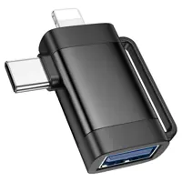 Перехідник OTG HOCO UA31F USB -  Lightning + Type-C), мініатюра зображення № 1