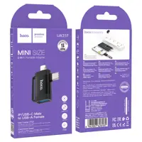 Перехідник OTG HOCO UA31F USB -  Lightning + Type-C), мініатюра зображення № 1