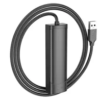 USB хаб HOCO HB42 Gigabit Ethernet Adapter (USB to USB3.0*3+RJ45) 1.2м Black), мініатюра зображення № 1