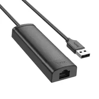 USB хаб HOCO HB42 Gigabit Ethernet Adapter (USB to USB3.0*3+RJ45) 1.2м Black), мініатюра зображення № 1