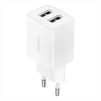 Мережеве Зарядне BASEUS 2USB 10.5W EU White CCXJ010202), мініатюра зображення № 1