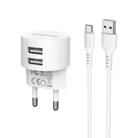 Зарядне BOROFONE BA23A 2USB 2.4A white +кабель Type-C