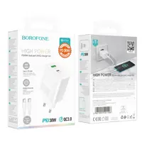 Мережеве Зарядне BOROFONE BA75A PD30W QC3.0 білий), мініатюра зображення № 1