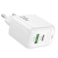 Зарядне BOROFONE BAS44A 1USB +1Type-C 3А PD20W QC3.0 білий), мініатюра зображення № 1