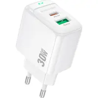 Зарядне BOROFONE BAS45A 1USB, 1Type-C PD30W QC3.0 білий ), мініатюра зображення № 1