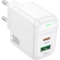 Зарядне BOROFONE BAS45A 1USB, 1Type-C PD30W QC3.0 білий ), мініатюра зображення № 1