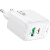 Зарядне BOROFONE BAS45A 1USB, 1Type-C PD30W QC3.0 білий ), мініатюра зображення № 1