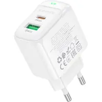 Зарядне BOROFONE BAS45A 1USB, 1Type-C PD30W QC3.0 білий ), мініатюра зображення № 1