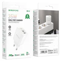 Зарядне BOROFONE BN9 PD 35W 2USB-C білий), мініатюра зображення № 1