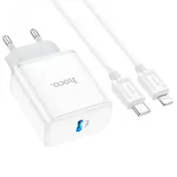 Зарядне HOCO C104A PD20W/1USB+Type-C-iPhone Білий