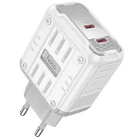 Мережеве зарядне HOCO C137A 2Type-C 3A QC3.0 PD45W white), мініатюра зображення № 1