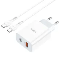 Зарядне HOCO C97A PD 20W+QC3.0 (1Type-C/1USB) 3.0A+Type-C-Type-C білий