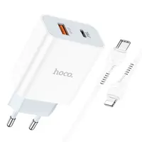 Зарядне HOCO C97A PD 20W+QC3.0 (1Type-C/1USB) 3.0A+Type-C-iPhone білий